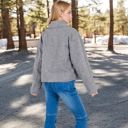 Gray Small Women's Zip-Up Collared Jacket with Front Flap Pockets