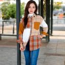 Orange Large Plaid Jacket with Classic Design and Comfortable Fit