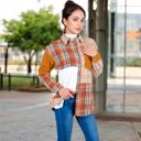 Orange Large Plaid Jacket with Classic Design and Comfortable Fit