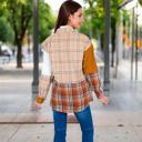 Orange Large Plaid Jacket with Classic Design and Comfortable Fit