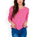  Women's Pink Confetti Knit Sweater with Crew Neck and Long Sleeves