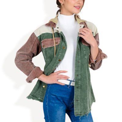 Color Block Jacket with Attached Hood and Stylish Design