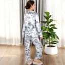 White Large Floral Print 2-Piece Sleepwear Set with Relaxed Fit