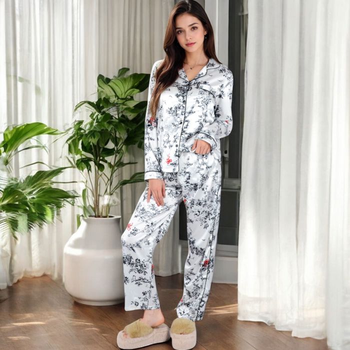 Floral Print 2-Piece Sleepwear Set with Relaxed Fit