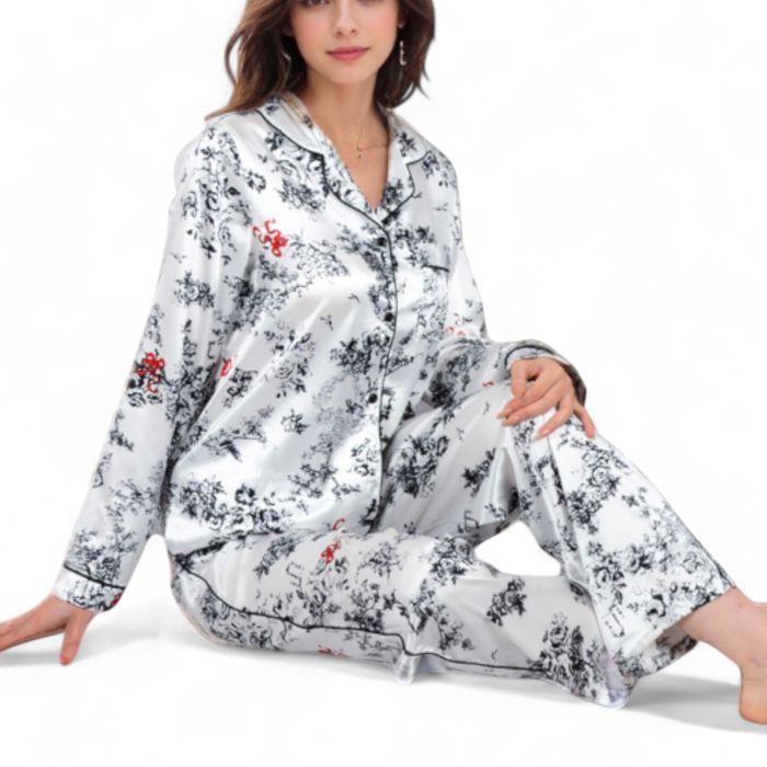 Floral Print 2-Piece Sleepwear Set with Relaxed Fit