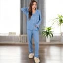 Blue Large Long Sleeve 2-Piece Sleepwear Set with Cozy Design