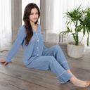 Blue Large Long Sleeve 2-Piece Sleepwear Set with Cozy Design