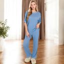 Blue Large Short Sleeve 2-Piece Sleepwear Set with Relaxed Fit