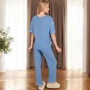 Blue Large Short Sleeve 2-Piece Sleepwear Set with Relaxed Fit