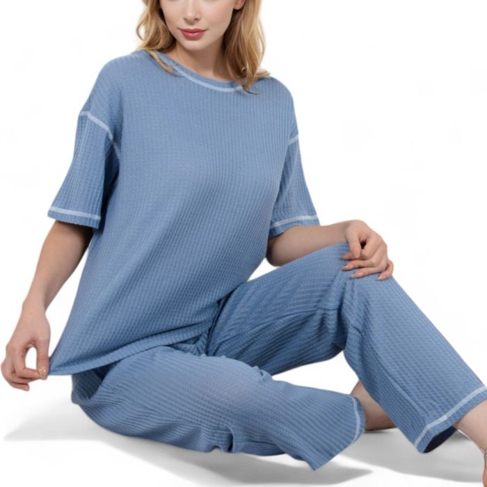 Short Sleeve 2-Piece Sleepwear Set with Relaxed Fit