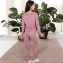 Pink Large Women's Satin 2-Piece Pajama Set with Button-Up Long Sleeve Top and Relaxed Fit Pants