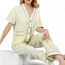  Short Sleeve V-Neck 2-Piece Sleepwear Set with Relaxed Fit