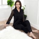 Black Large Lace Detail 2-Piece Sleepwear Set with Soft Fabric and Relaxed Fit