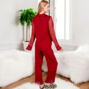 Red Large Lace Detail 2-Piece Sleepwear Set with Soft Fabric and Relaxed Fit