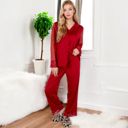 Red Large Lace Detail 2-Piece Sleepwear Set with Soft Fabric and Relaxed Fit