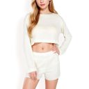  Women's Long Sleeve Crop Top and Elastic Waist Lounge Shorts Set