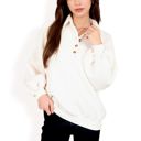  Women's Waffle Knit Pullover with Button-Down Collar and Balloon Sleeves