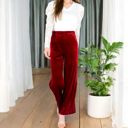 Red Large Women's High Waist Wide Leg Velvet Pants with Soft Textured Finish