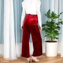 Red Large Women's High Waist Wide Leg Velvet Pants with Soft Textured Finish