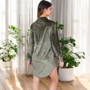 Green Large Women's Velvet V-Neck Mini Dress with Side Pockets