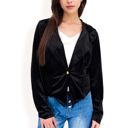  Women's Velvet Blazer with Single Button Closure