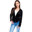 Black Large Women's Velvet Blazer with Single Button Closure