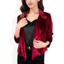 Red Large Women's Velvet Blazer with Single Button Closure