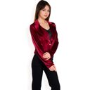 Red Large Women's Velvet Blazer with Single Button Closure