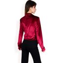 Red Large Women's Velvet Blazer with Single Button Closure