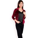 Red Large Women's Velvet Blazer with Single Button Closure