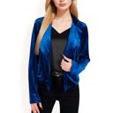 Blue Large Women's Velvet Blazer with Single Button Closure