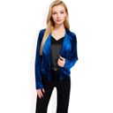 Blue Large Women's Velvet Blazer with Single Button Closure