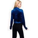 Blue Large Women's Velvet Blazer with Single Button Closure