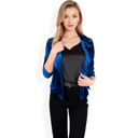 Blue Large Women's Velvet Blazer with Single Button Closure