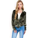 Green Large Women's Velvet Blazer with Single Button Closure