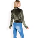 Green Large Women's Velvet Blazer with Single Button Closure