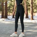 Black Large Women's High Waist Ribbed Texture Seamless Leggings