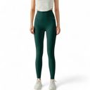 Green Large Women's High Waist Ribbed Texture Seamless Leggings