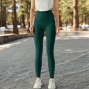 Green Large Women's High Waist Ribbed Texture Seamless Leggings