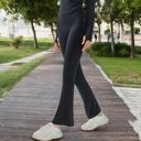 Black Large Women's High Waist Flare Leggings with Stretch Fit