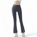 Gray Large Women's High Waist Flare Leggings with Stretch Fit