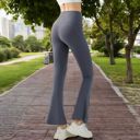 Gray Large Women's High Waist Flare Leggings with Stretch Fit