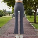 Gray Large Women's High Waist Flare Leggings with Stretch Fit