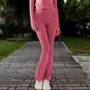 Pink Large Women's High Waist Flare Leggings with Stretch Fit