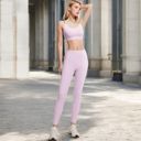 Pink Large Women's High Waist Active Leggings with Side Pockets