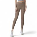 Beige Large Women's High Waist Full-Length Workout Leggings