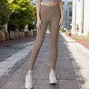 Beige Medium Women's High Waist Full-Length Workout Leggings