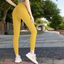 Yellow Large Women's High Waist Full-Length Workout Leggings