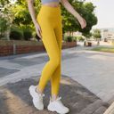 Yellow Large Women's High Waist Full-Length Workout Leggings