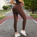 Brown Large Women's Seamless High Waist Compression Leggings for Activewear